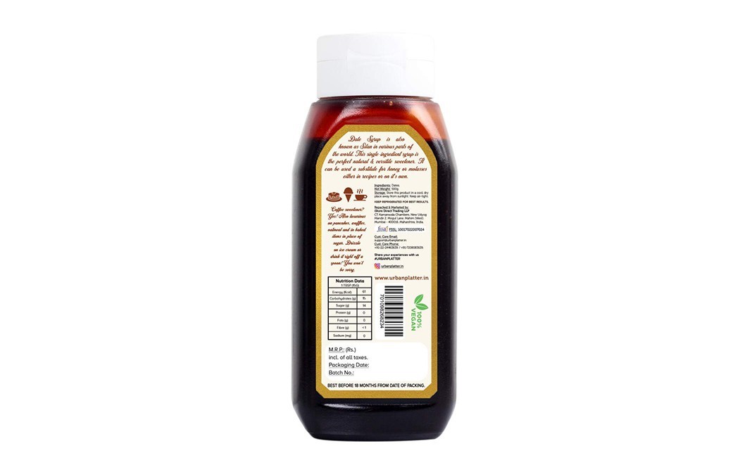 Urban Platter Arabian Date Syrup    Plastic Bottle  500 grams